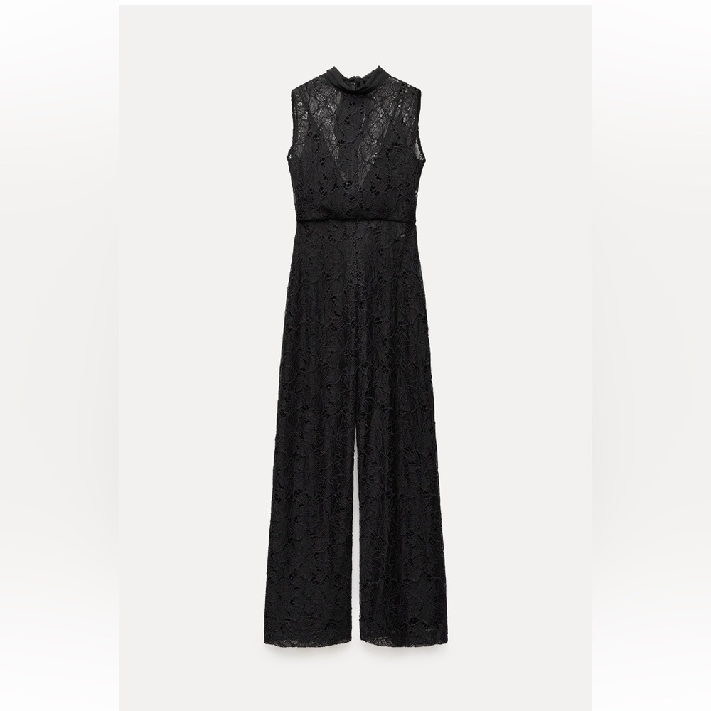 SOLD ‼️ ZARA NEW WOMAN FW23 BLACK LONG LACE JUMPSUIT